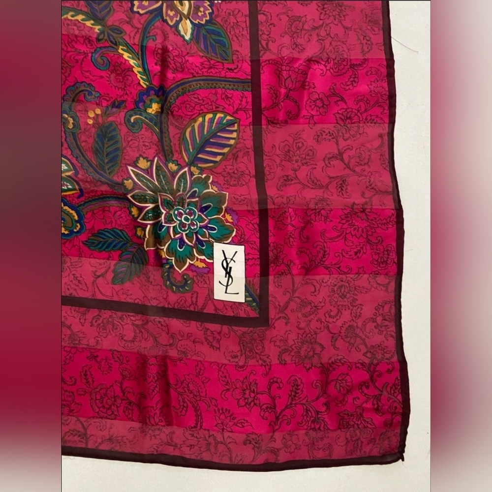 Authentic YSL Large Silk Scarf - Picture 9 of 10